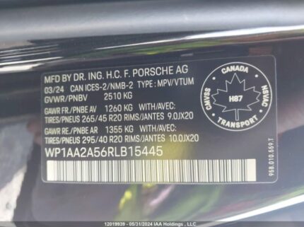 WP1AA2A56RLB15445 2024 PORSCHE