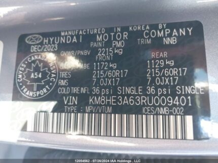 KM8HE3A63RU009401 2024 HYUNDAI