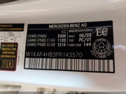 W1KAF4HB3PR143570 2023 MERCEDES-BENZ