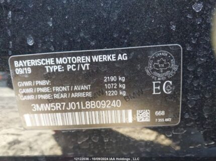 3MW5R7J01L8B09240 2020 BMW