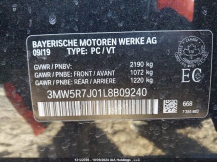 3MW5R7J01L8B09240 2020 BMW