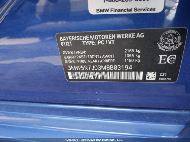 3MW5R7J03M8B83194 2021 BMW