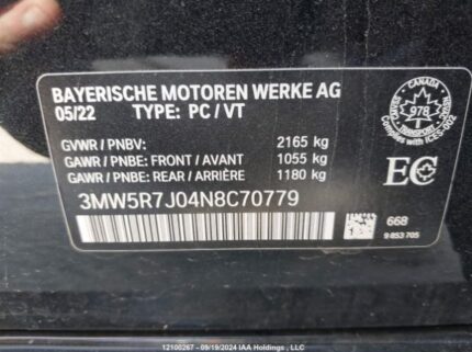 3MW5R7J04N8C70779 2022 BMW