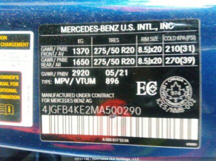 4JGFB4KE2MA500290 2021 MERCEDES-BENZ