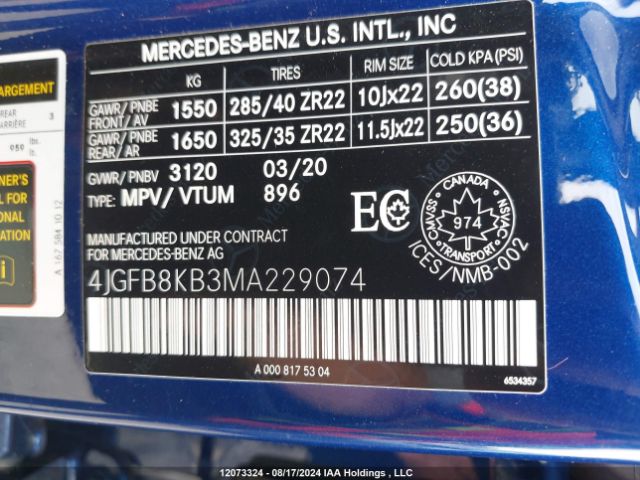 4JGFB8KB3MA229074 2021 MERCEDES-BENZ