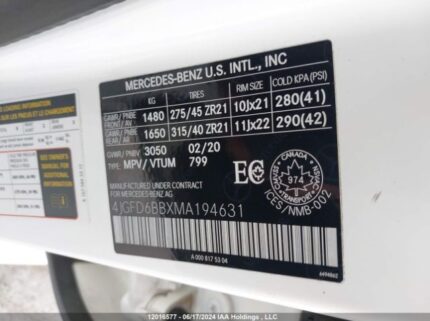 4JGFD6BBXMA194631 2021 MERCEDES-BENZ