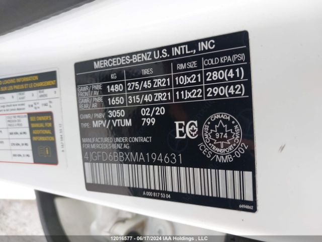 4JGFD6BBXMA194631 2021 MERCEDES-BENZ