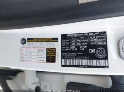 4JGFF5KE2LA232429 2020 MERCEDES-BENZ