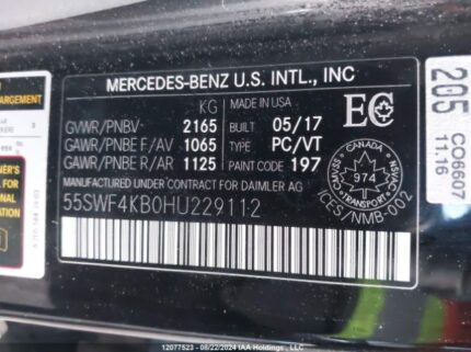 55SWF4KB0HU229112 2017 MERCEDES-BENZ