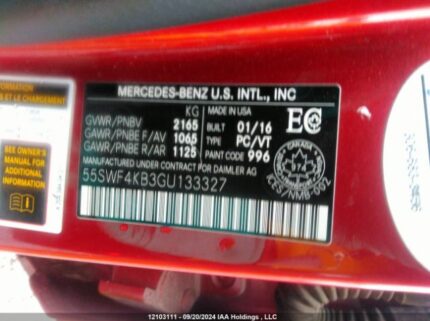 55SWF4KB3GU133327 2016 MERCEDES-BENZ