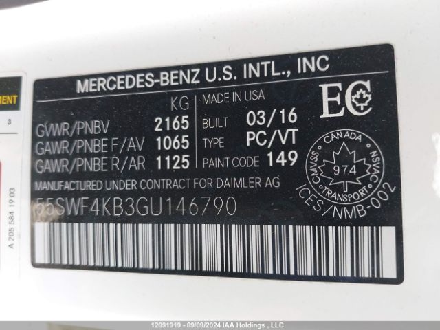 55SWF4KB3GU146790 2016 MERCEDES-BENZ