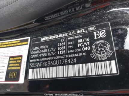 55SWF4KB6GU178424 2016 MERCEDES-BENZ