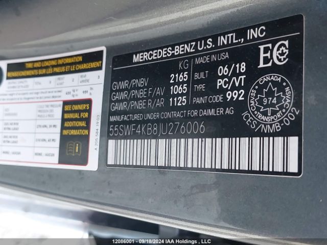 55SWF4KB8JU276006 2018 MERCEDES-BENZ