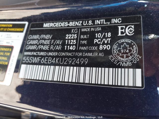 55SWF6EB4KU292499 2019 MERCEDES-BENZ