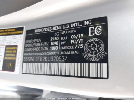 55SWF8EB2KU320537 2019 MERCEDES-BENZ