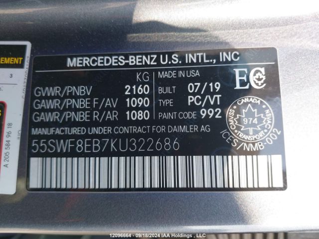 55SWF8EB7KU322686 2019 MERCEDES-BENZ