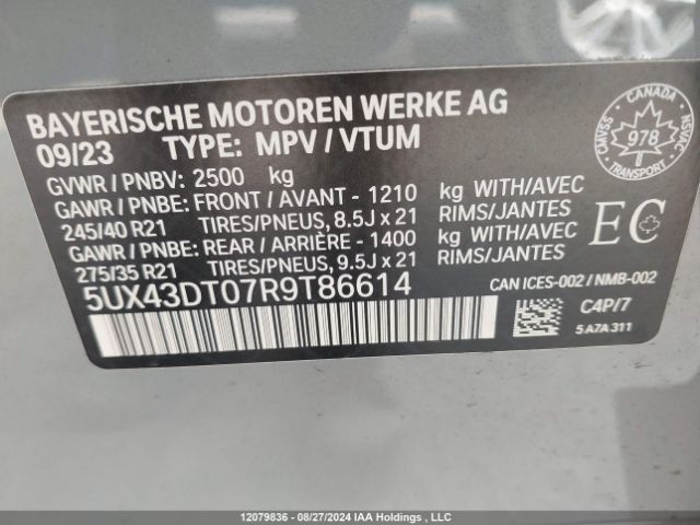 5UX43DT07R9T86614 2024 BMW