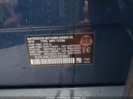 5UXCR6C55KLK83847 2019 BMW