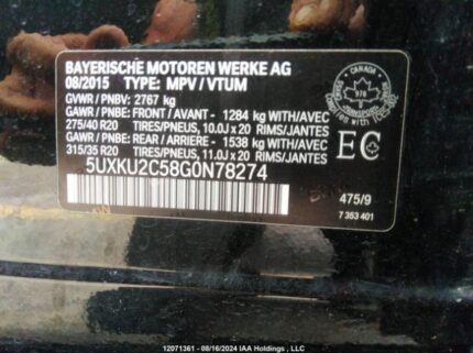5UXKU2C58G0N78274 2016 BMW