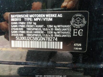 5UXKU2C58G0N78274 2016 BMW