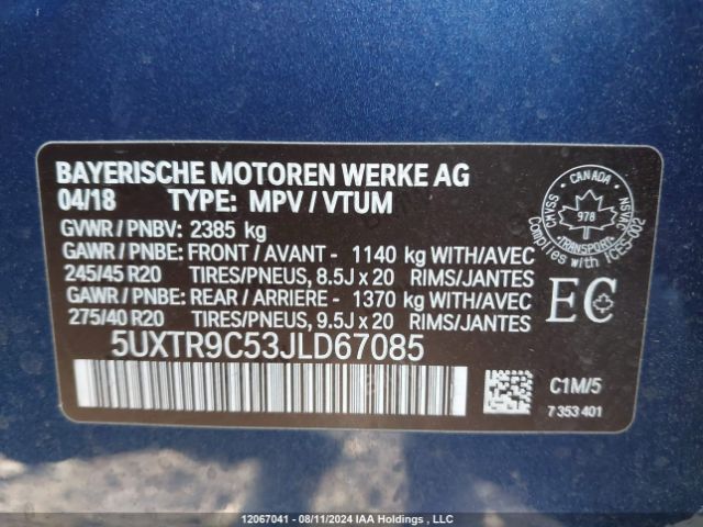5UXTR9C53JLD67085 2018 BMW