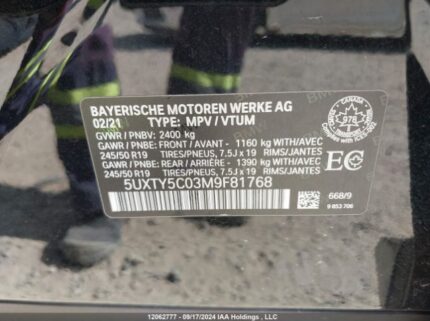 5UXTY5C03M9F81768 2021 BMW
