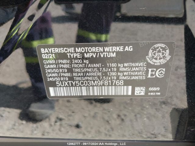 5UXTY5C03M9F81768 2021 BMW