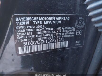 5UXXW3C51G0R21285 2016 BMW