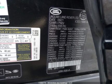 SALGS2SE7NA458125 2022 LAND ROVER