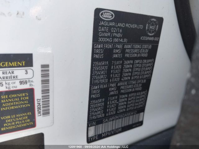 SALWR2KF6GA583412 2016 LAND ROVER