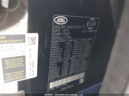 SALWS2RUXLA893646 2020 LAND ROVER