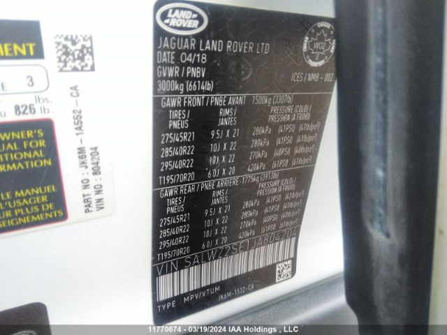SALWZ2SE1JA804204 2018 LAND ROVER