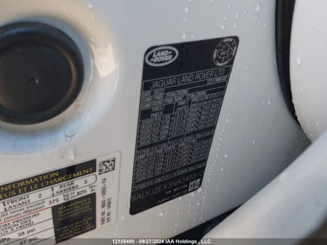 SALYJ2EX3NA345812 2022 LAND ROVER