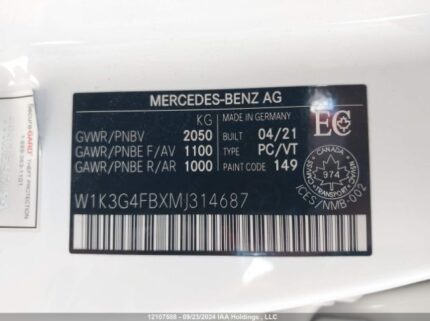 W1K3G4FBXMJ314687 2021 MERCEDES-BENZ