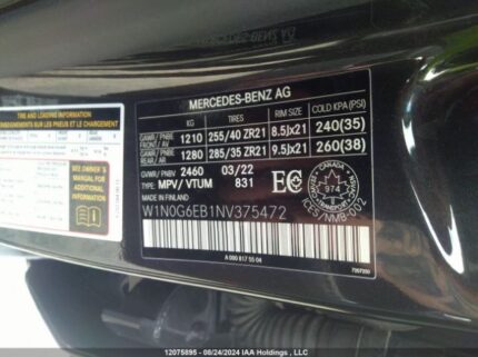W1N0G6EB1NV375472 2022 MERCEDES-BENZ