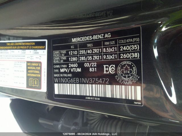 W1N0G6EB1NV375472 2022 MERCEDES-BENZ