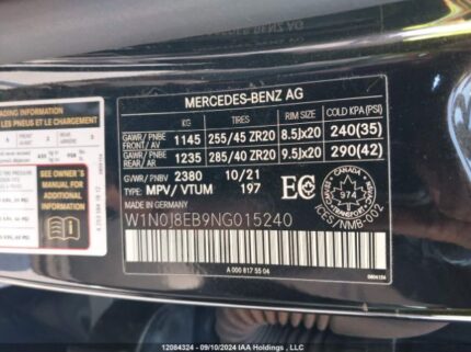 W1N0J8EB9NG015240 2022 MERCEDES-BENZ