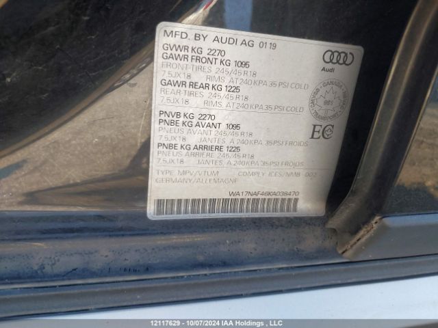 WA17NAF46KA038470 2019 AUDI