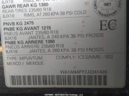 WA1ANAFY7J2241420 2018 AUDI