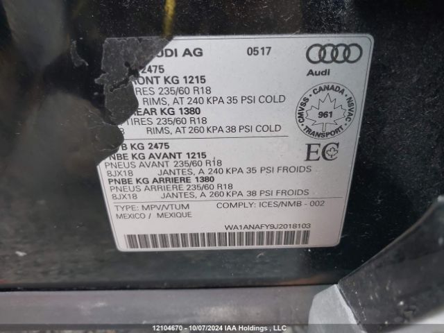 WA1ANAFY9J2018103 2018 AUDI