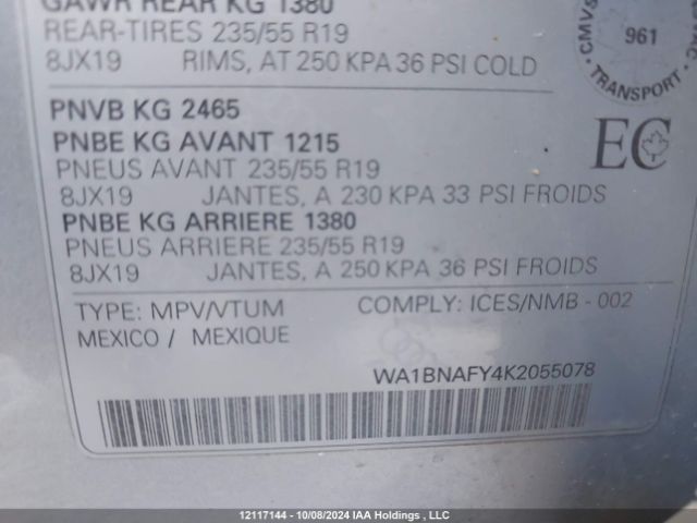 WA1BNAFY4K2055078 2019 AUDI