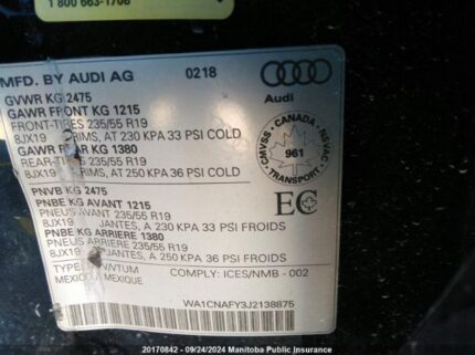 WA1CNAFY3J2138875 2018 AUDI