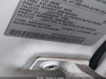 WA1DVAF14KD036725 2019 AUDI