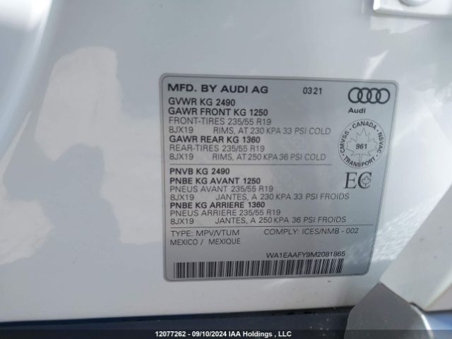 WA1EAAFY9M2081865 2021 AUDI