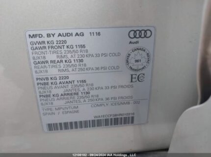 WA1ECCFS8HR010316 2017 AUDI