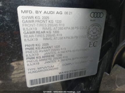 WA1EECF37M1154645 2021 AUDI