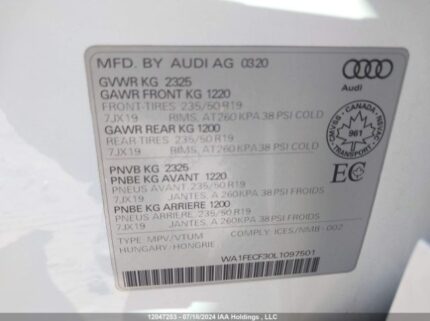 WA1FECF30L1097501 2020 AUDI