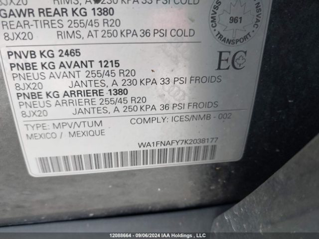 WA1FNAFY7K2038177 2019 AUDI
