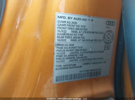 WA1FVAF16KD016775 2019 AUDI