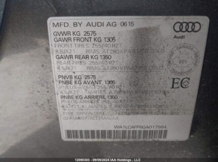 WA1LCAFP6GA017964 2016 AUDI